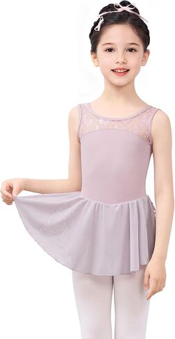 فستان رقص للفتيات، دانتيل/قميص قصير/أكمام مكشكشة، فستان باليه لطيف للفتيات للرقص والجمباز in Kuwait