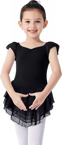 فستان رقص للفتيات، دانتيل/قميص قصير/أكمام مكشكشة، فستان باليه لطيف للفتيات للرقص والجمباز in Kuwait