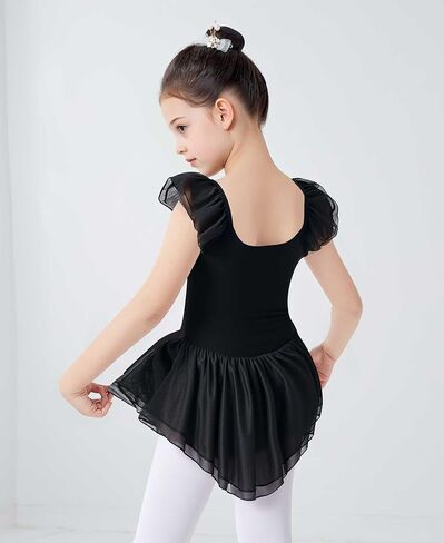 فستان رقص للفتيات، دانتيل/قميص قصير/أكمام مكشكشة، فستان باليه لطيف للفتيات للرقص والجمباز in Kuwait