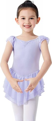 فستان رقص للفتيات، دانتيل/قميص قصير/أكمام مكشكشة، فستان باليه لطيف للفتيات للرقص والجمباز in Kuwait