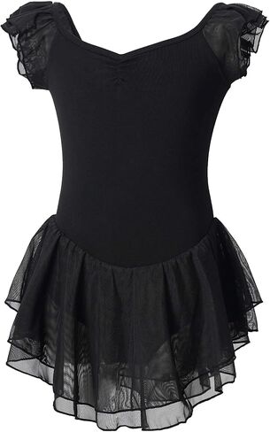 فستان رقص للفتيات، دانتيل/قميص قصير/أكمام مكشكشة، فستان باليه لطيف للفتيات للرقص والجمباز in Kuwait