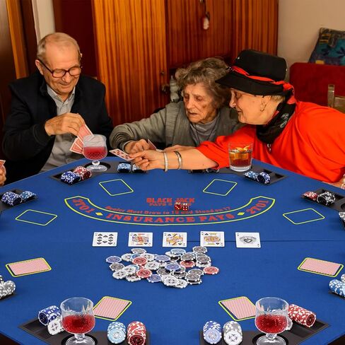 GOFLAME 8-Player Foldable Poker Table Top, 48" Casino Texas Hold’em Game Table with Cup Holders & Chip Trays, Anti-Slip Blackjack Poker Table Topper with Carrying Bag for Family Games, Casino, Blue in Kuwait