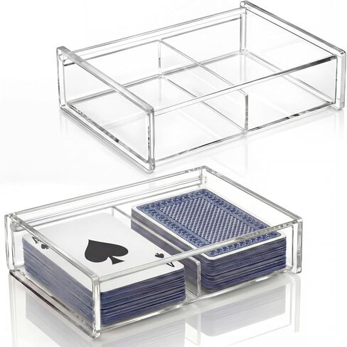 Yinkin 2 Pcs Acrylic Double Playing Card Deck Case Transparent Storage Playing Card Holder for Poker Bridge Game Cards in Saudi Arabia