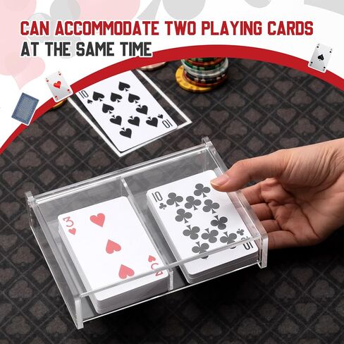 Yinkin 2 Pcs Acrylic Double Playing Card Deck Case Transparent Storage Playing Card Holder for Poker Bridge Game Cards in Saudi Arabia