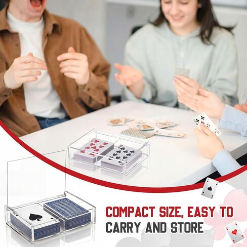 Yinkin 2 Pcs Acrylic Double Playing Card Deck Case Transparent Storage Playing Card Holder for Poker Bridge Game Cards in Saudi Arabia