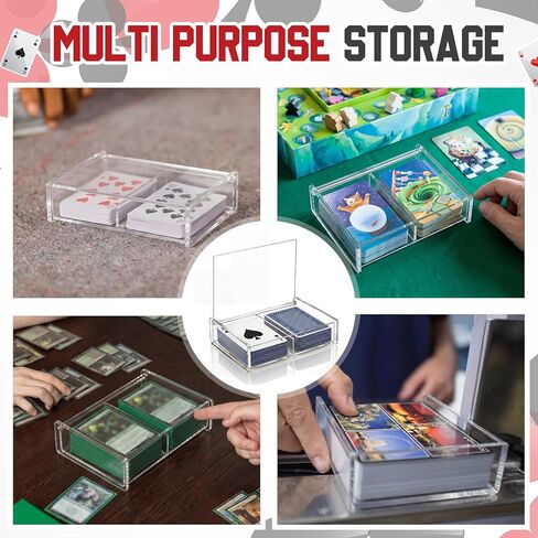 Yinkin 2 Pcs Acrylic Double Playing Card Deck Case Transparent Storage Playing Card Holder for Poker Bridge Game Cards in Saudi Arabia