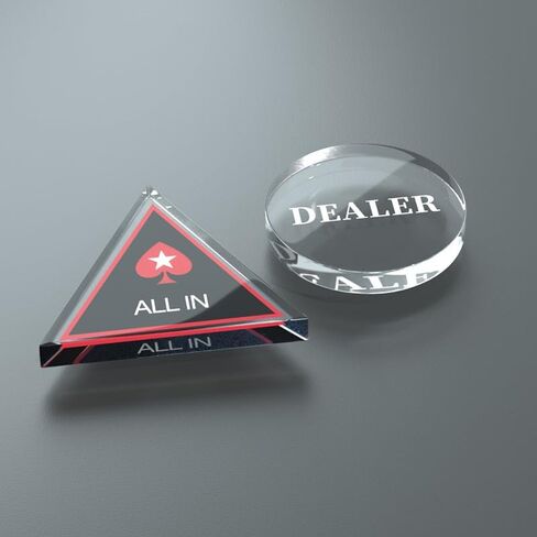 [Set of 4] Dealer Button, Ceramic Big Blind and Small Blind, Poker Crystal ALL IN Buttons (Position Markers)Poker Chips for Texas Holdem Poker Night | Professional Dealer Button & Poker Accessories in Saudi Arabia