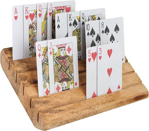 Wooden Playing Card Holder Set of 2 for Table Games, Adjustable Stand, Card Storage and Display Card Holders for Playing Cards for Adults Seniors Kids, 5 Slots in Saudi Arabia