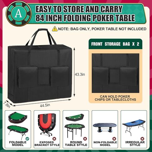 حقيبة طاولة البوكر قابلة للطي مقاس 84 بوصة، حقيبة تخزين محمولة لطاولة البوكر البيضاوية القابلة للطي، حقيبة حمل كبيرة مقاومة للماء | تخزين عالي التحمل بمقابض in Kuwait