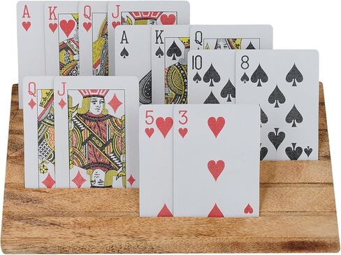 Wooden Playing Card Holder Set of 2 for Table Games, Adjustable Stand, Card Storage and Display Card Holders for Playing Cards for Adults Seniors Kids, 5 Slots in Saudi Arabia