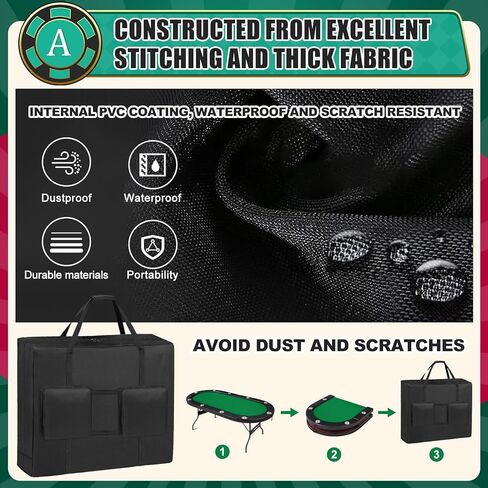 حقيبة طاولة البوكر قابلة للطي مقاس 84 بوصة، حقيبة تخزين محمولة لطاولة البوكر البيضاوية القابلة للطي، حقيبة حمل كبيرة مقاومة للماء | تخزين عالي التحمل بمقابض in Kuwait