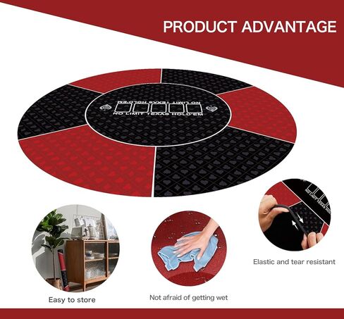 تكساس هولدم بوكر حصيرة طارد المياه المحمولة جولة لعبة البوكر سطح الطاولة مع تخطيط آرت ديكو طباعة سطح أملس لألعاب البوكر، لعبة ورق، كازين in Kuwait