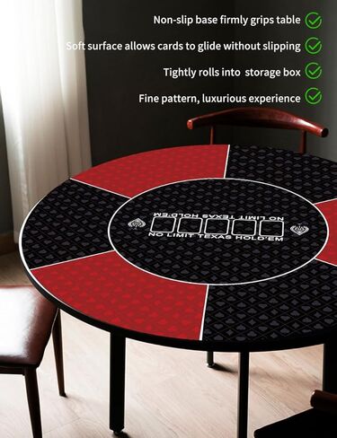 تكساس هولدم بوكر حصيرة طارد المياه المحمولة جولة لعبة البوكر سطح الطاولة مع تخطيط آرت ديكو طباعة سطح أملس لألعاب البوكر، لعبة ورق، كازين in Kuwait