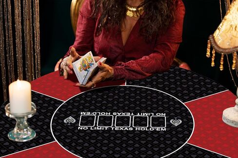 تكساس هولدم بوكر حصيرة طارد المياه المحمولة جولة لعبة البوكر سطح الطاولة مع تخطيط آرت ديكو طباعة سطح أملس لألعاب البوكر، لعبة ورق، كازين in Kuwait