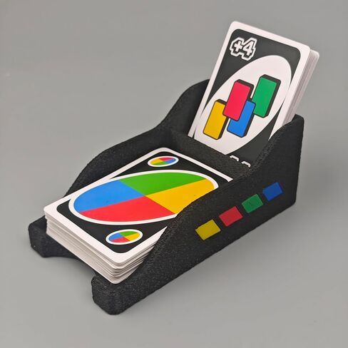 Card Holders for Draw and Discard Dual-Zone Game Organizer Compatible with UNO Cards | Horizontal Vertical Trays for Quick Play Matte Black Tabletop Deck Storage for Family Game Night in Kuwait