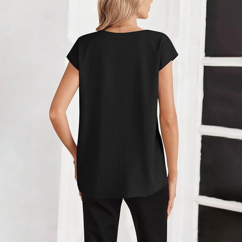 Linen Tops for Women 2026 Vintage Shirt Short Sleeve Crewneck Shirts Business Casual Outfit Basic Tees Summer Top 2026 in Kuwait