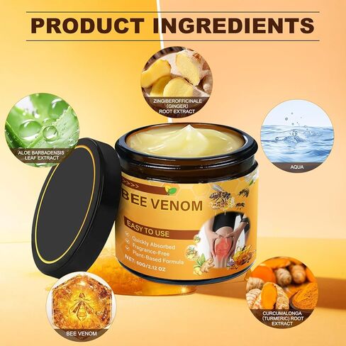 Bee Venom Moisturizing Cream, Bee Venom Advanced Cream,Professional Bee Venom Gel, Moisturizing Skin for Back, Neck, Hands, Knees(2 Pack) in Kuwait