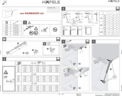 Hafele 120N ممتص الصدمات الهيدروليكي دعم ضغط الزنبرك للأبواب، خزانة مكبس الغاز لأثاث المطبخ، غطاء زنبركي هوائي للرفع، حزمة طاقة مكونة من 4 قطع، رمادي، 0 in Kuwait