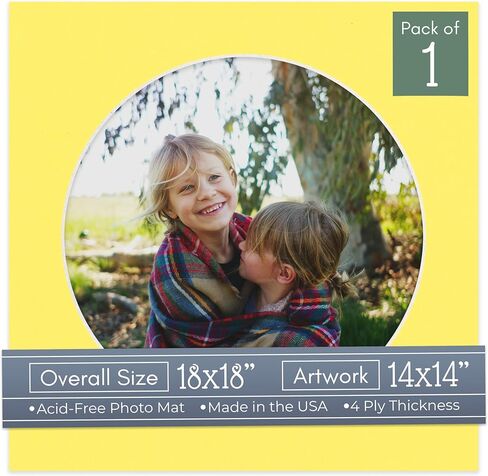 Countryarthouse Dill Green Acid Free 18x18 Circle Picture Frame حصيرة مع قطع شطرة بيضاء لزمن 14 × 14 - نوبات 18x18 - حزمة من 1 matboard in Kuwait