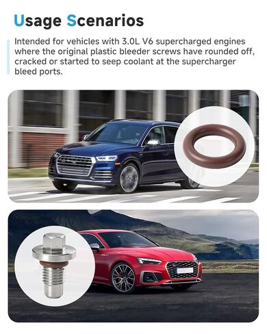 طقم براغي نازف شاحن فائق من الفولاذ المقاوم للصدأ مكون من قطعتين، متوافق مع Audi A6 A7 A8 Q5 Q7 S4 S5 SQ5 ومتوافق مع Volkswagen Touareg 3.0 V6، يستبدل 06E 127 535B، يتضمن 4 حلقات O FKM in Kuwait