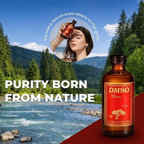 DMSO درجة صيدلانية 99.9% (ثنائي ميثيل سلفوكسيد) - 70% DM SO محلول مع 30% ماء مقطر، سائل Dmso عالي النقاء 99.9 نقي مع زجاجة زجاجية سعة 8 أونصة in Saudi Arabia
