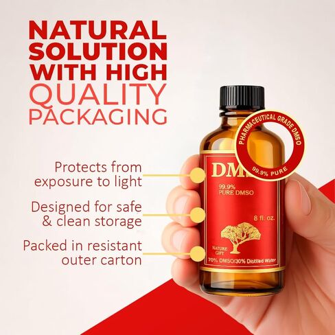 DMSO درجة صيدلانية 99.9% (ثنائي ميثيل سلفوكسيد) - 70% DM SO محلول مع 30% ماء مقطر، سائل Dmso عالي النقاء 99.9 نقي مع زجاجة زجاجية سعة 8 أونصة in Saudi Arabia