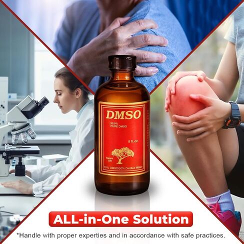 DMSO درجة صيدلانية 99.9% (ثنائي ميثيل سلفوكسيد) - 70% DM SO محلول مع 30% ماء مقطر، سائل Dmso عالي النقاء 99.9 نقي مع زجاجة زجاجية سعة 8 أونصة in Saudi Arabia