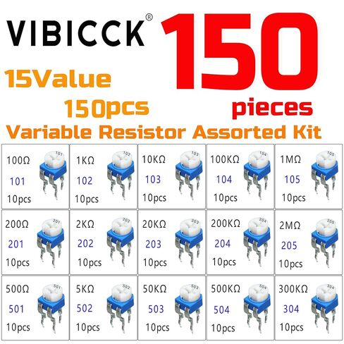 15 قيمة 150 قطعة مقاوم متغير 100 أوم-2 متر أوم مجموعة متنوعة من أدوات قياس الجهد المتغير المقاوم المتغير in Kuwait