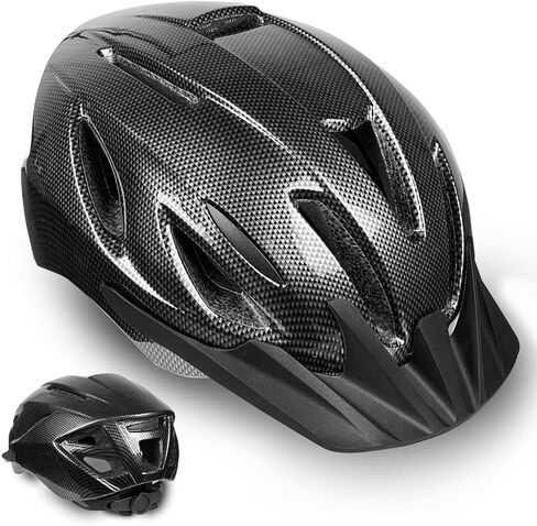 Adult Bike Helmet Men Women - Safety Certified Bicycle Helmet, 15 Vents,Adjustable Dial & Straps,Removable Liner,Visor,Lightweight for Commuting and Road Cycling(Black,58–62cm) in Saudi Arabia