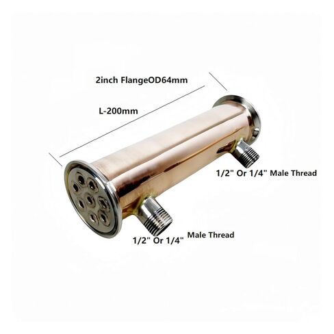 1 قطعة 2 بوصة FlangeOD64mm، مزيل البلغم الصحي النحاسي، L-200mm، 8 أنابيب داخل ID 8 مم، ارتداد، مكثف للتقطير (خيط ذكر، 1/4") in Kuwait