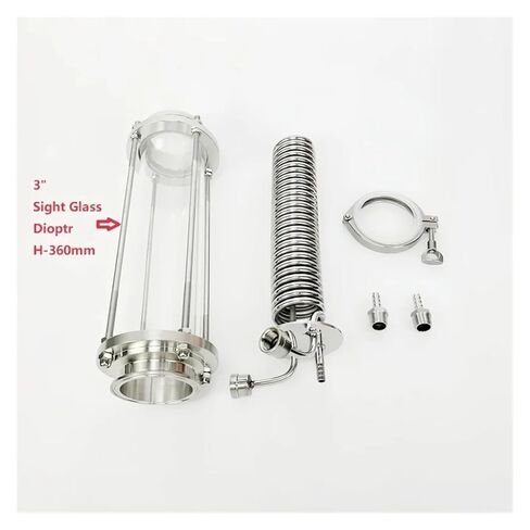 3" OD91mmTri-clamp Distiller Cooling Coil with 3" Sight Glass Diopter,Dephlegmator Device, Reflux,Condenser,Sanitary Steel 304(Male Thread) in Saudi Arabia