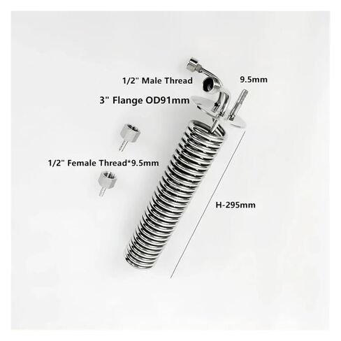 3" OD91mmTri-clamp Distiller Cooling Coil with 3" Sight Glass Diopter,Dephlegmator Device, Reflux,Condenser,Sanitary Steel 304(Male Thread) in Saudi Arabia