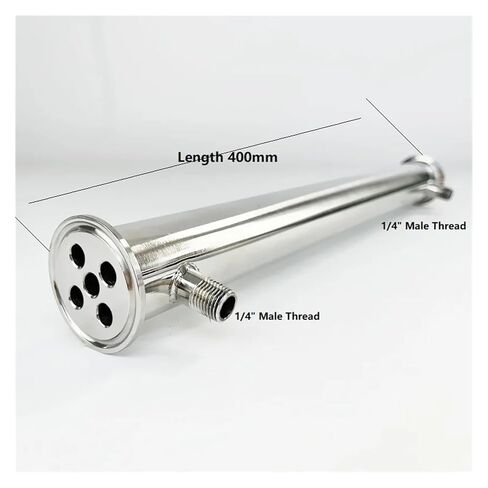 1.5" 38mm(OD50.5mm) Tir-clamp Condenser with 1/4" Male Thread for Distillation,Length 400mm,Dephlegmator,Reflux,SS304 in Saudi Arabia