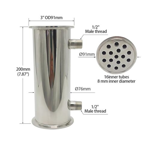 3" Reflux Dephlegmator, 76mm (OD91mm) Condenser Height 200mm Internal 16 Tubes for Moonshine Distillation Columns in Saudi Arabia