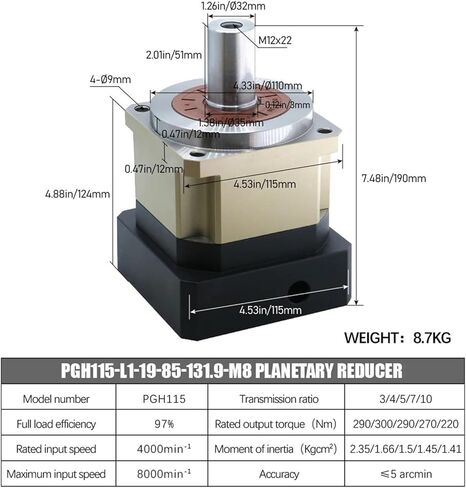 Helical Gearbox PGH115 5Arcmin High Precision Planetary Reducer With 24mm Input Engraver 110ST 130ST Servo Motor(12 TO 1-22MM INPUT FOR 130) in Saudi Arabia