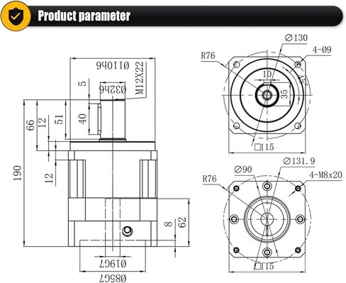 Helical Gearbox PGH115 5Arcmin High Precision Planetary Reducer With 24mm Input Engraver 110ST 130ST Servo Motor(12 TO 1-22MM INPUT FOR 130) in Saudi Arabia