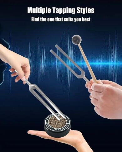 Tuning Forks for Healing 528Hz 432Hz 136.1Hz 128Hz, Aluminum Alloy Tuning Fork with Legs & Activator & Reflective Hammer & Leather Pouch, Precise Frequency for Meditation & Chakra Balance in Saudi Arabia