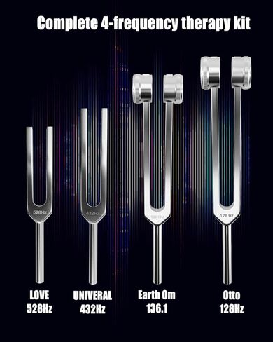 Tuning Forks for Healing 528Hz 432Hz 136.1Hz 128Hz, Aluminum Alloy Tuning Fork with Legs & Activator & Reflective Hammer & Leather Pouch, Precise Frequency for Meditation & Chakra Balance in Saudi Arabia