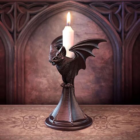 Dark Gothic Candlestick Raven/Owl Halloween Candle Stick Holder, Gothic Statue Figurine Holder Holder Stand, Gothic Home Decor Accessory (Bat) in Saudi Arabia