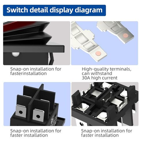 JD 2pcs 30A Power Switch 125V/250V AC DPST Rocker Switch ON/Off Switch 4Pins 2Position Red Light Illuminated Toggle Switch with UL Certificate Waterproof Switches in Saudi Arabia