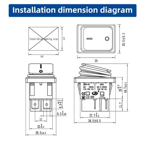 JD 2pcs 30A Power Switch 125V/250V AC DPST Rocker Switch ON/Off Switch 4Pins 2Position Red Light Illuminated Toggle Switch with UL Certificate Waterproof Switches in Saudi Arabia