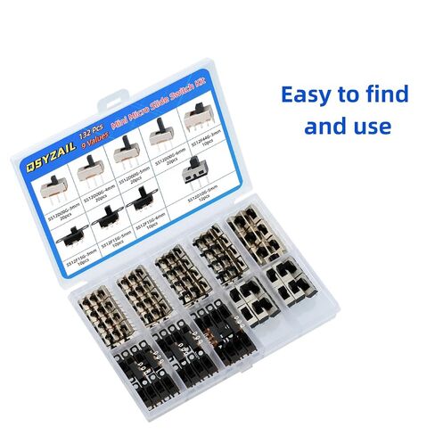 132 قطعة مجموعة التبديل الشريحة مايكرو البسيطة تبديل مفاتيح SPDT 1P2T 2 موقف 3 دبوس للوحة PCB SS12D10 SS12D00 SS12F44 SS12F15 in Kuwait
