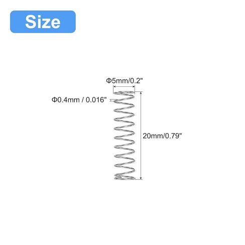 Compression Spring, 5Pcs 304 Stainless Steel, 5mm OD, 0.4mm Wire Size, 20mm Free Length, Silver Tone in Saudi Arabia