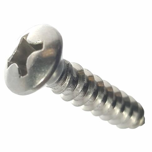 #14 x 2 Oval Head Sheet Metal Screws, Phillips Drive, Stainless Steel 18-8, Full Thread, Bright Finish, Self-Tapping, Quantity 25 by Fastenere in Saudi Arabia