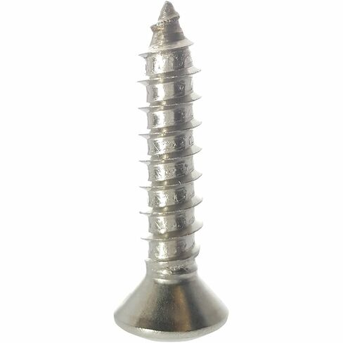 #14 x 2 Oval Head Sheet Metal Screws, Phillips Drive, Stainless Steel 18-8, Full Thread, Bright Finish, Self-Tapping, Quantity 25 by Fastenere in Saudi Arabia
