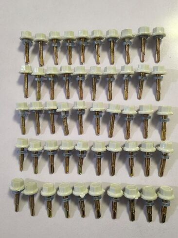 #10 × 1 Inch Metal Roofing Screws, 300 PCS, Zinc-Plated Hex Head Sheet Metal Screws with Rubber Washers, Sharp Point, Self-Starting Metal-to-Wood Siding Screws, Includes Hex Socket, White in Saudi Arabia