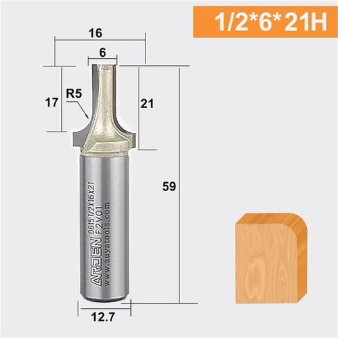 Woodworking R Corner Cutting Router Bit Cabinet Door Panel Cutting Tool CNC R Round Edge Trimming Milling Cutter(12.7x6x21H) in Saudi Arabia