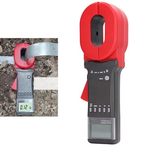 Earth Resistance Meter, Low Interference 0.01‑1200Ω Clamp Resistance Tester with 4 Digit LCD Display for Power Applications in Kuwait