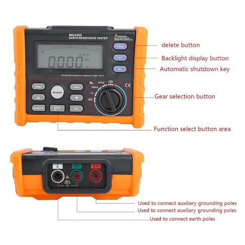 PEAKMETER MS2302 Digital Earth Resistance Tester 0~4K Ohms 100 Groups Data Record in Saudi Arabia