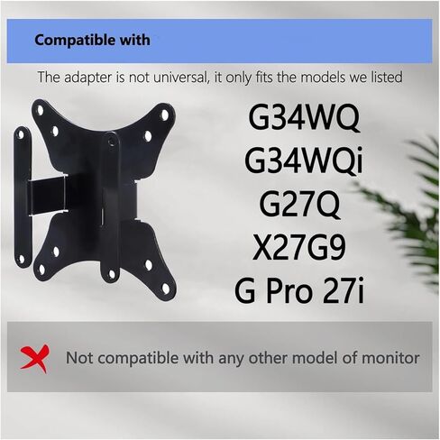 Monitor VESA Adapter For Arms，Compatible For XIAOMI，Compatible For Mi， G34WQ G34WQi G27Q X27G9 G Pro 27i Monitors Wall Mount 75x75 & 100x100，Monitor Stand in Saudi Arabia